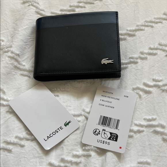 Lacoste Black and Blue Leather Wallet - Picture 6 of 6